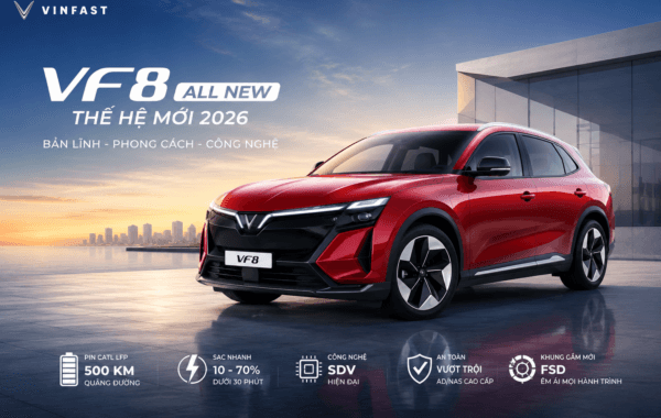 VinFast VF8 All New 2026 chính thức ra mắt: Giá từ 999 triệu, pin CATL LFP đi 500 km